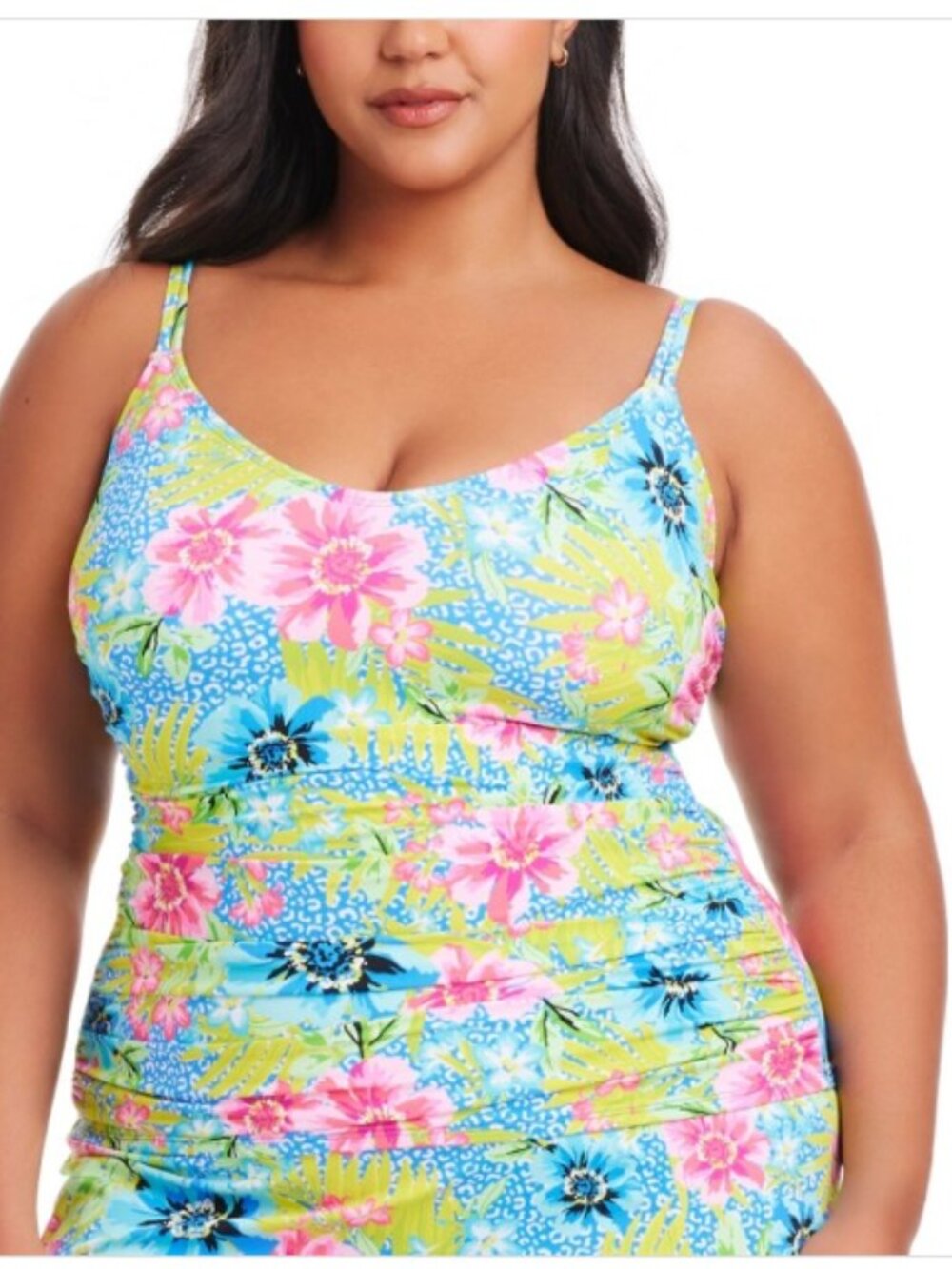Plus Size Let's Get Away Scoop Neck Tankini Top